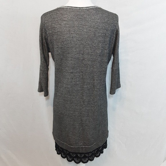 Dolan Gray Sweater Dress XS Fiona Tunic Lace Trim Crochet Hem Casual Chic - Picture 4 of 6
